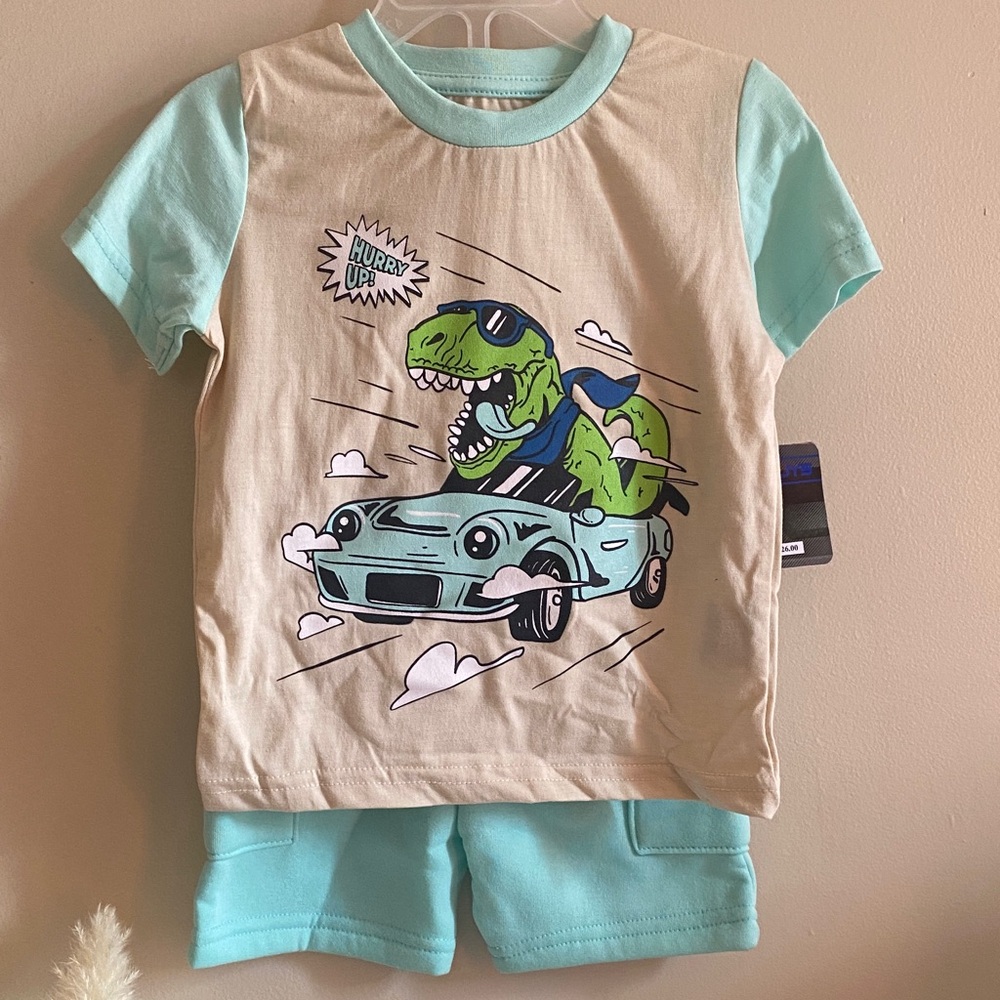 Dinosaur Car Graphic Tee and Shorts Set